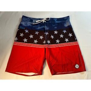 Ron Jon Surf Shop Mens Board Shorts Patriotic 4th of July USA Flag Swimwear 34